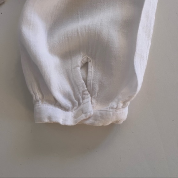 A.N.A Gauze Crochet Trim Blouse XL White Tie Waist Boho Peasant Cottage Romantic - Picture 7 of 8